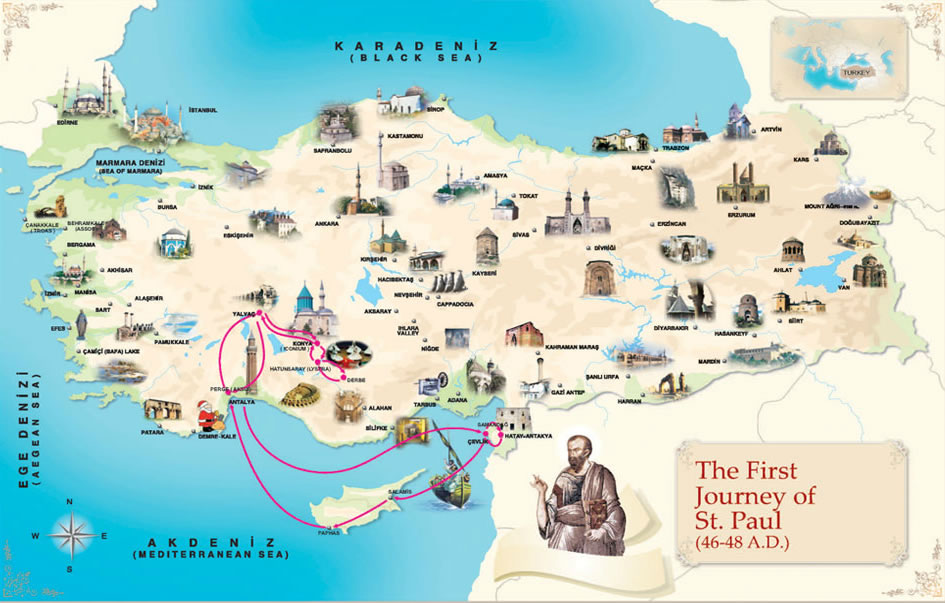The first Journey of St Paul (46-48 a.d.)